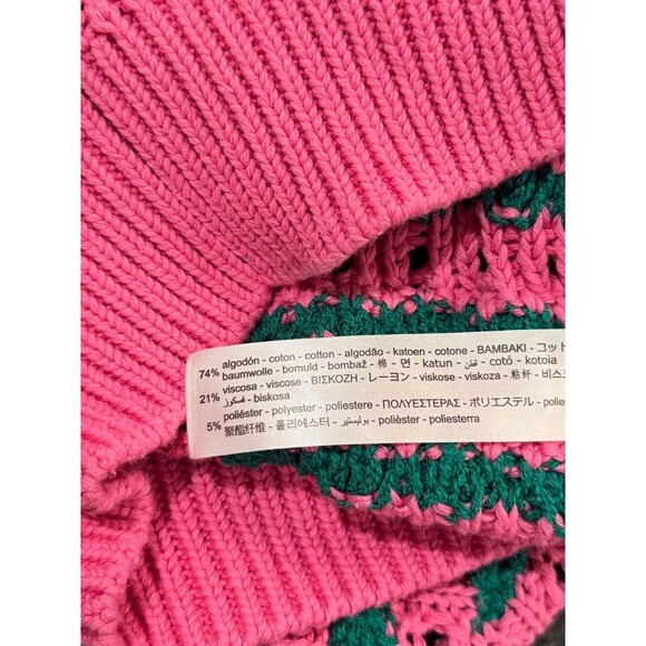 NWT ZARA Womens Cardigan Pink Striped V Neck Cropped Short Sleeve Sweater Small - Picture 10 of 11